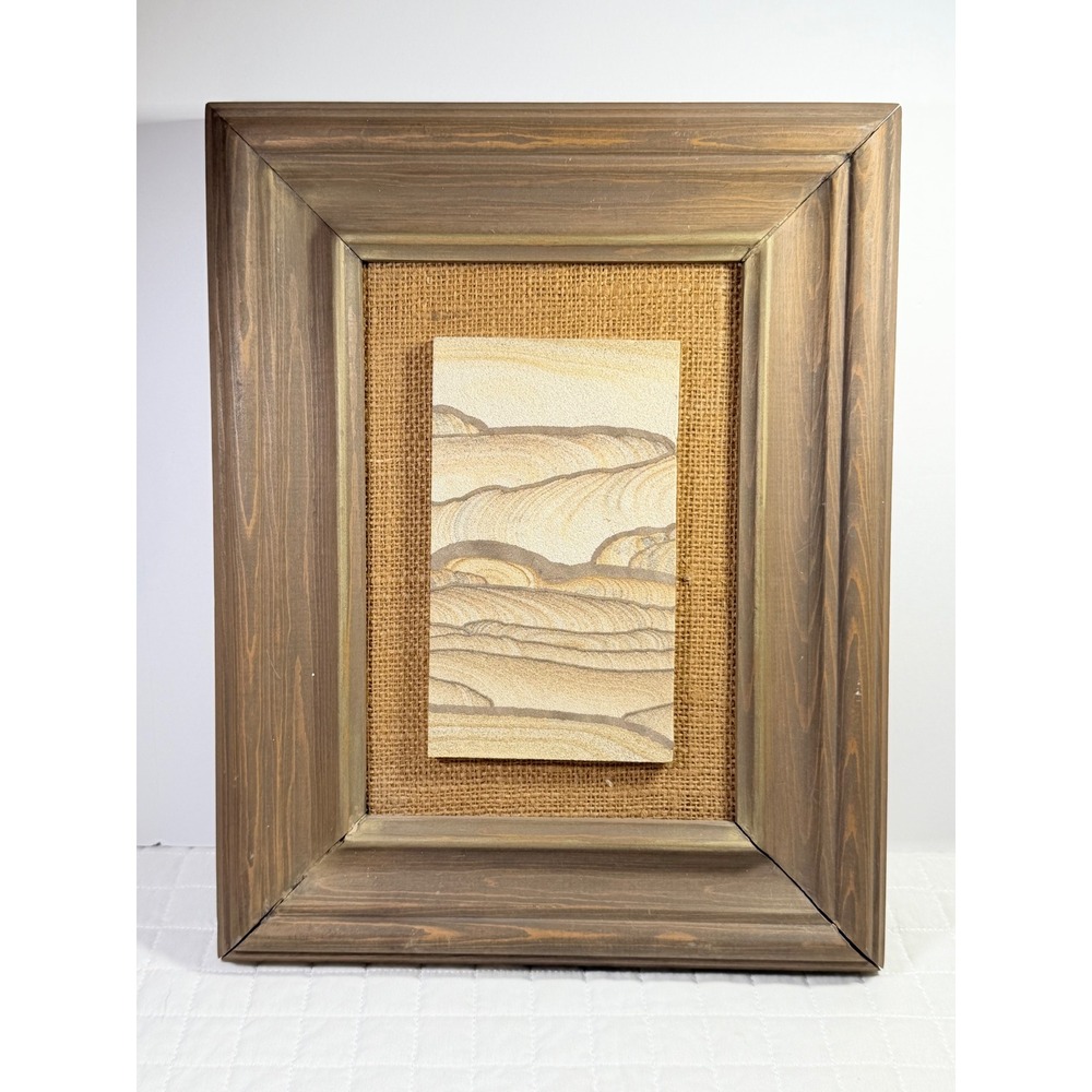 Kanab Goldenstone Natural Sandstone Art Framed Burlap Gift City Utah 14x11